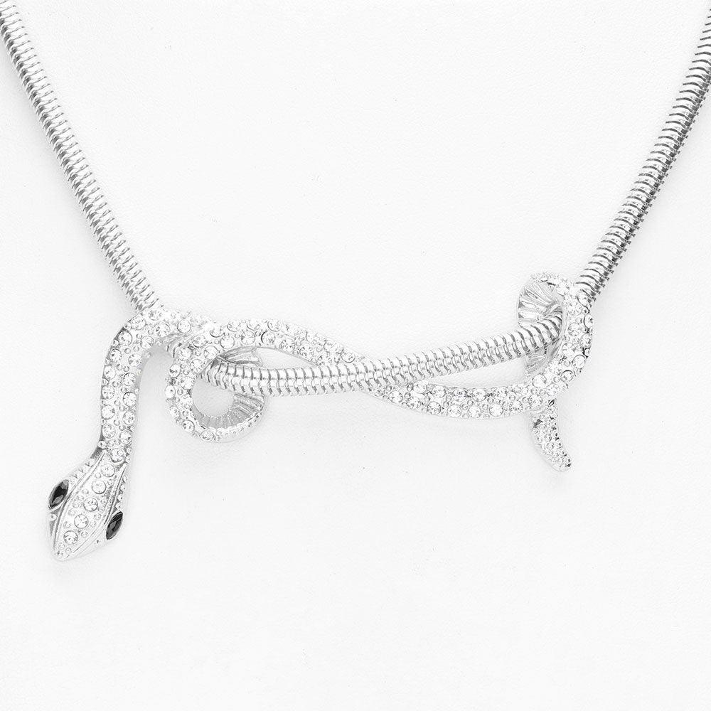 Stone Embellished Snake Pendant Necklace - Jewelry Store by Erik Rayo