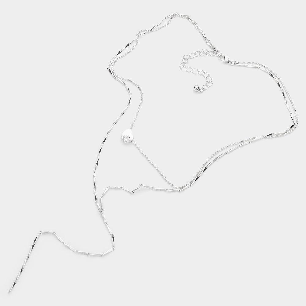 Stone Heart Accented Double Layered Y Necklace - Jewelry Store by Erik Rayo