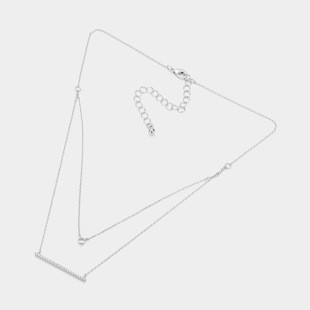 Stone Pointed Bar Pendant Brass Double Layered Necklace - Jewelry Store by Erik Rayo