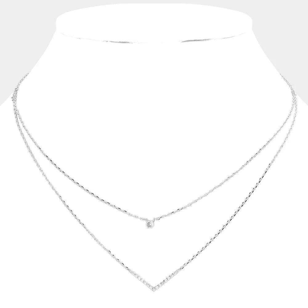 Stone Pointed Brass Double Layered Necklace - Jewelry Store by Erik Rayo