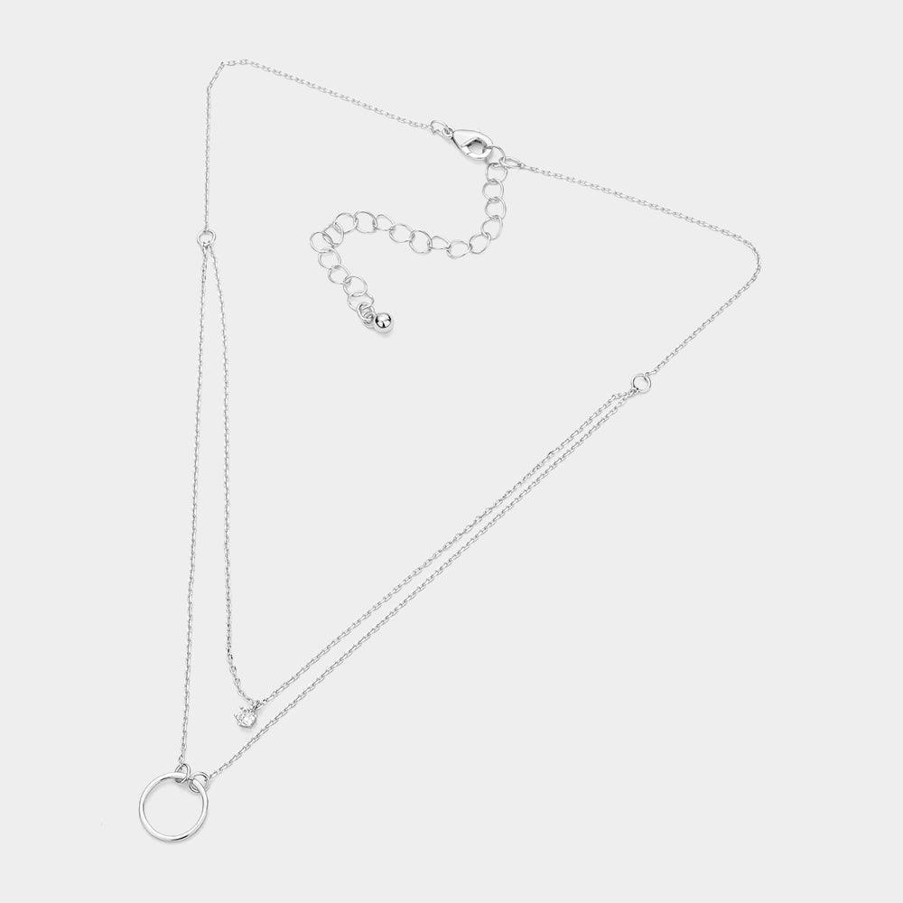 Stone Pointed Open Circle Pendant Brass Double Layered Necklace - Jewelry Store by Erik Rayo