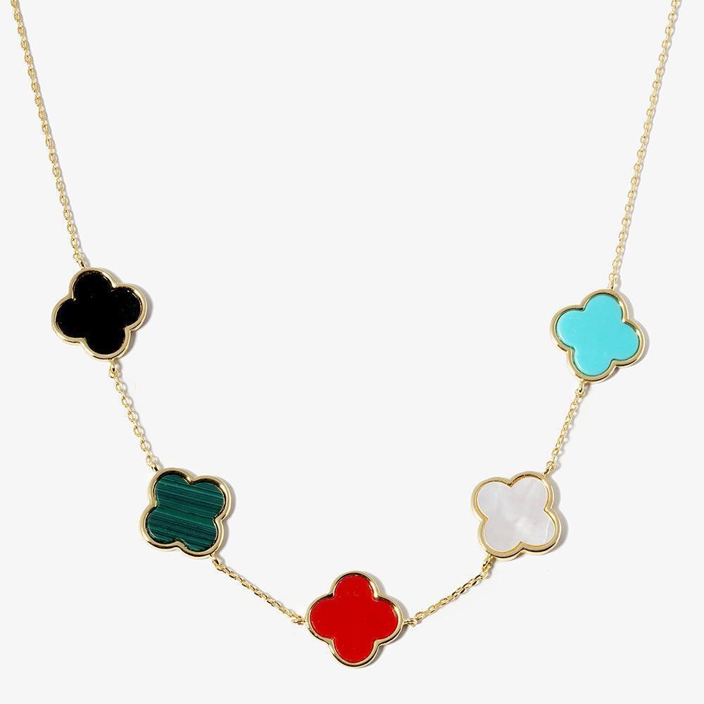 Gold Gold Dipped Quatrefoil Pendant Link Necklace - Jewelry Store by Erik Rayo