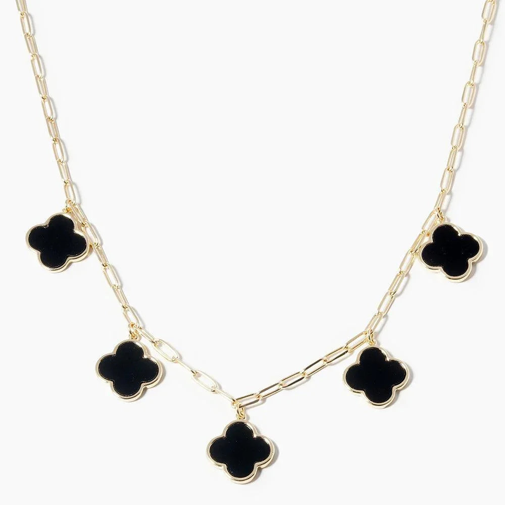 Gold Gold Dipped Quatrefoil Pendant Station Necklace - Jewelry Store by Erik Rayo