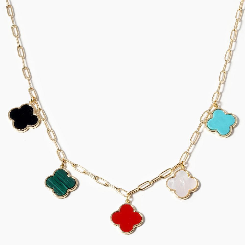 Gold Gold Dipped Quatrefoil Pendant Station Necklace - Jewelry Store by Erik Rayo