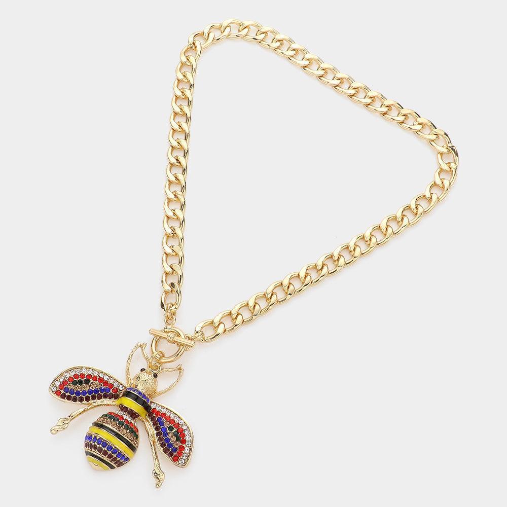 Gold Honey Bee Pendant Toggle Necklace - Jewelry Store by Erik Rayo