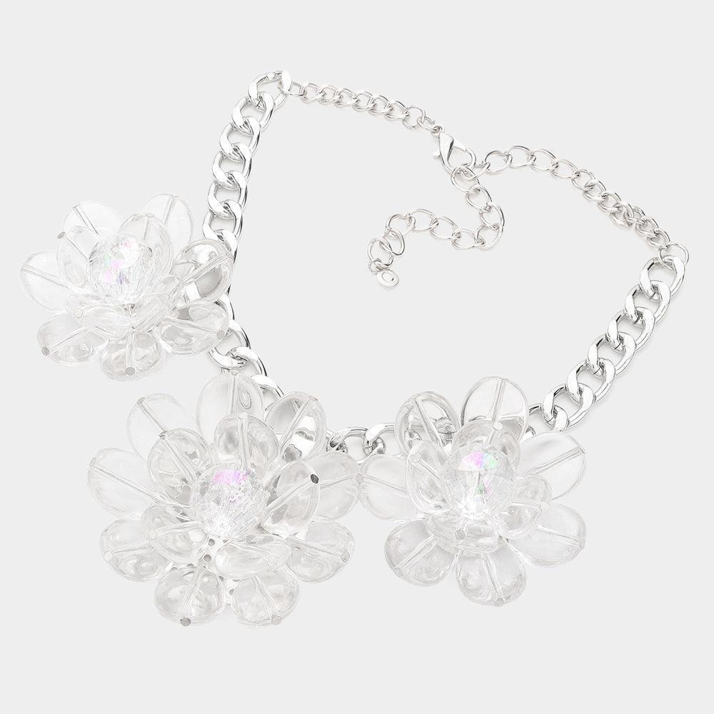 Triple Lucite Flower Necklace - Jewelry Store by Erik Rayo