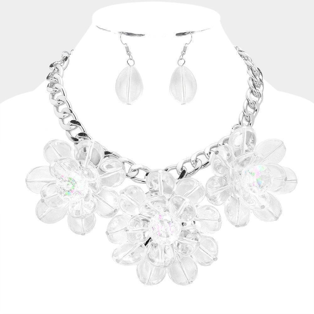 Triple Lucite Flower Necklace - Jewelry Store by Erik Rayo