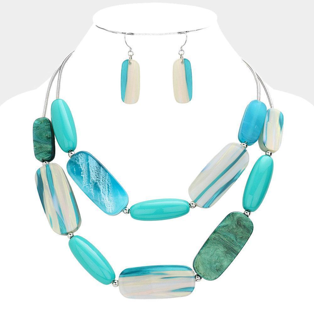 Marbled Beaded Double Layered Bib Necklace - Jewelry Store by Erik Rayo