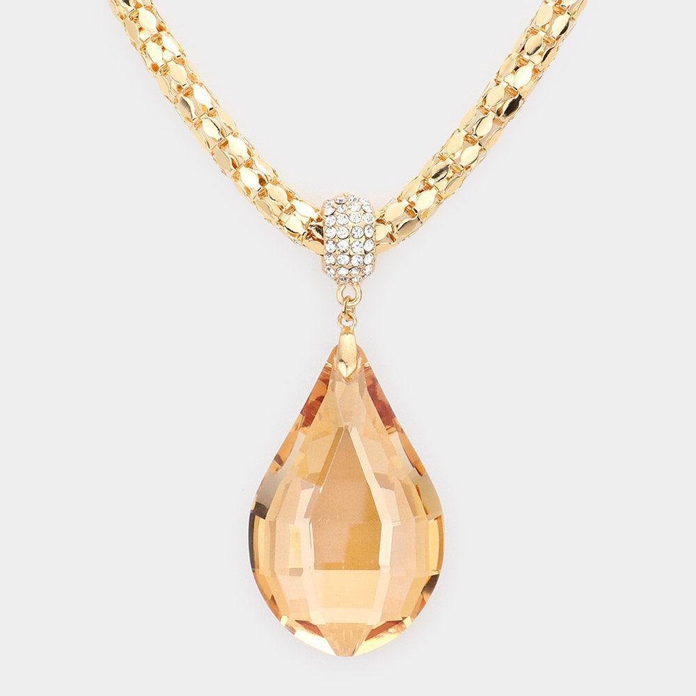 Teardrop Glass Stone Pendant Necklace - Jewelry Store by Erik Rayo