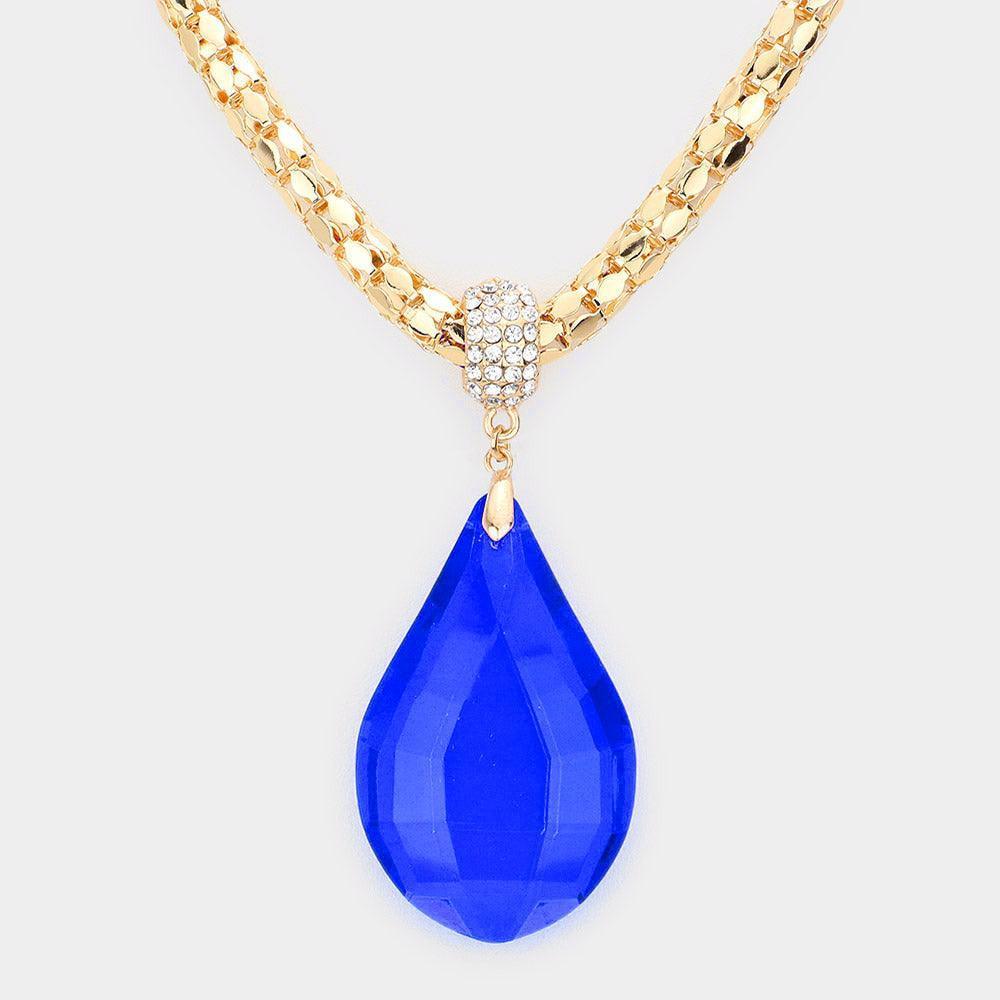 Teardrop Glass Stone Pendant Necklace - Jewelry Store by Erik Rayo
