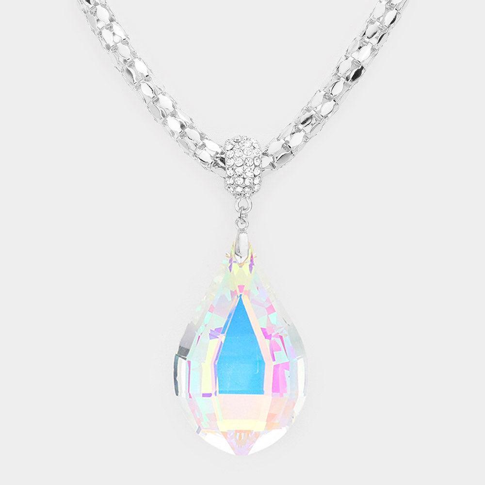 Teardrop Glass Stone Pendant Necklace - Jewelry Store by Erik Rayo
