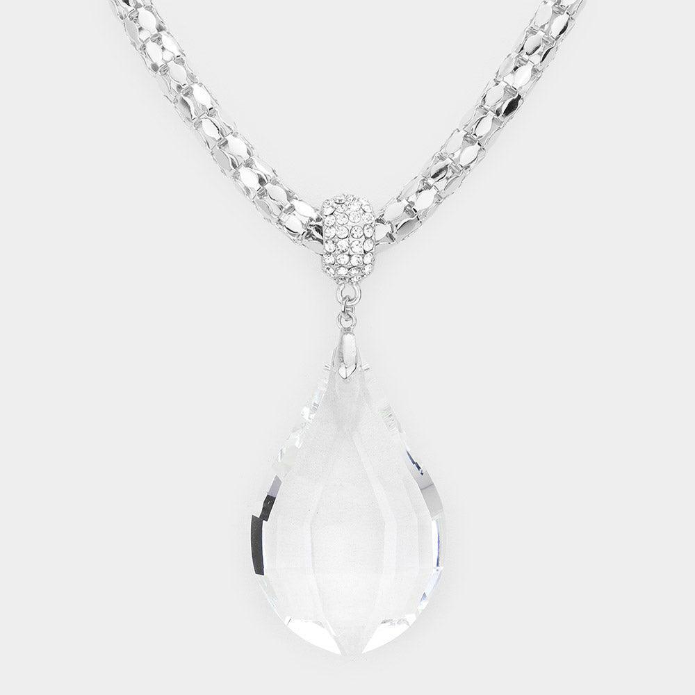 Teardrop Glass Stone Pendant Necklace - Jewelry Store by Erik Rayo