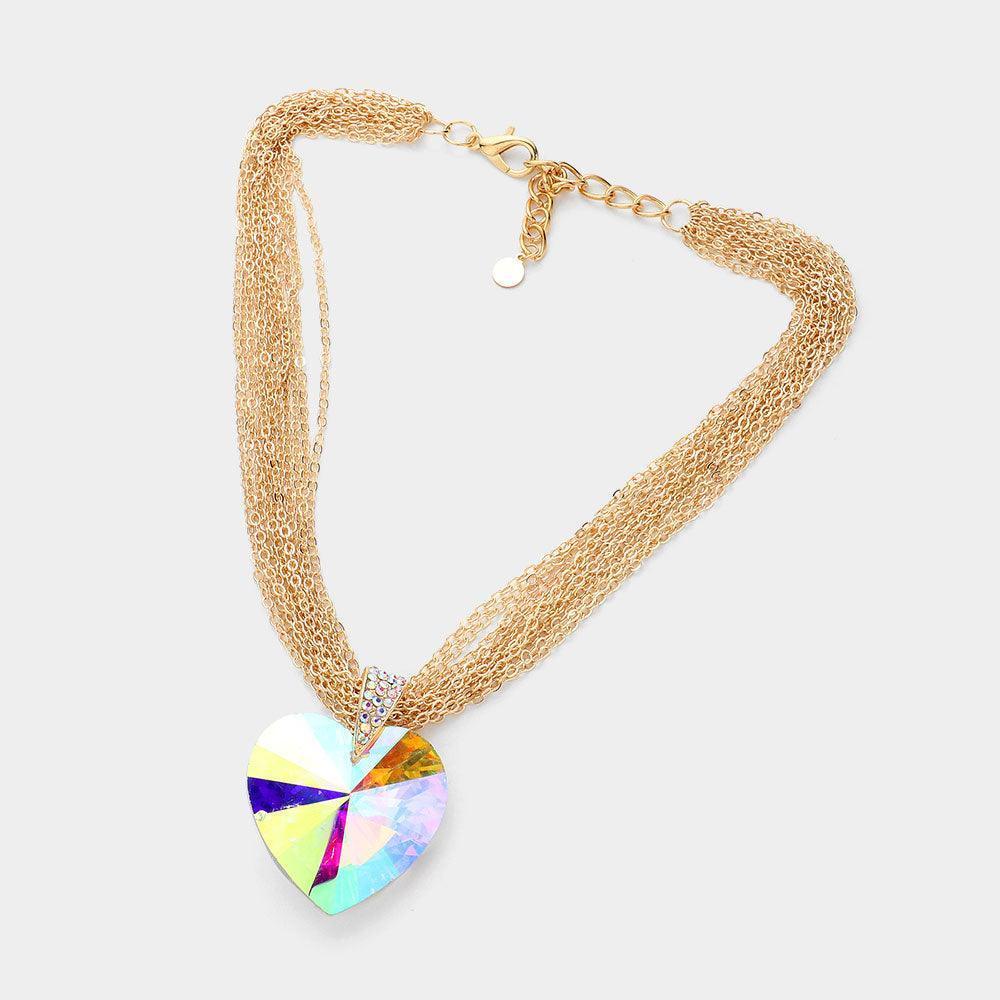 Gold Heart Stone Pendant Necklace - Jewelry Store by Erik Rayo
