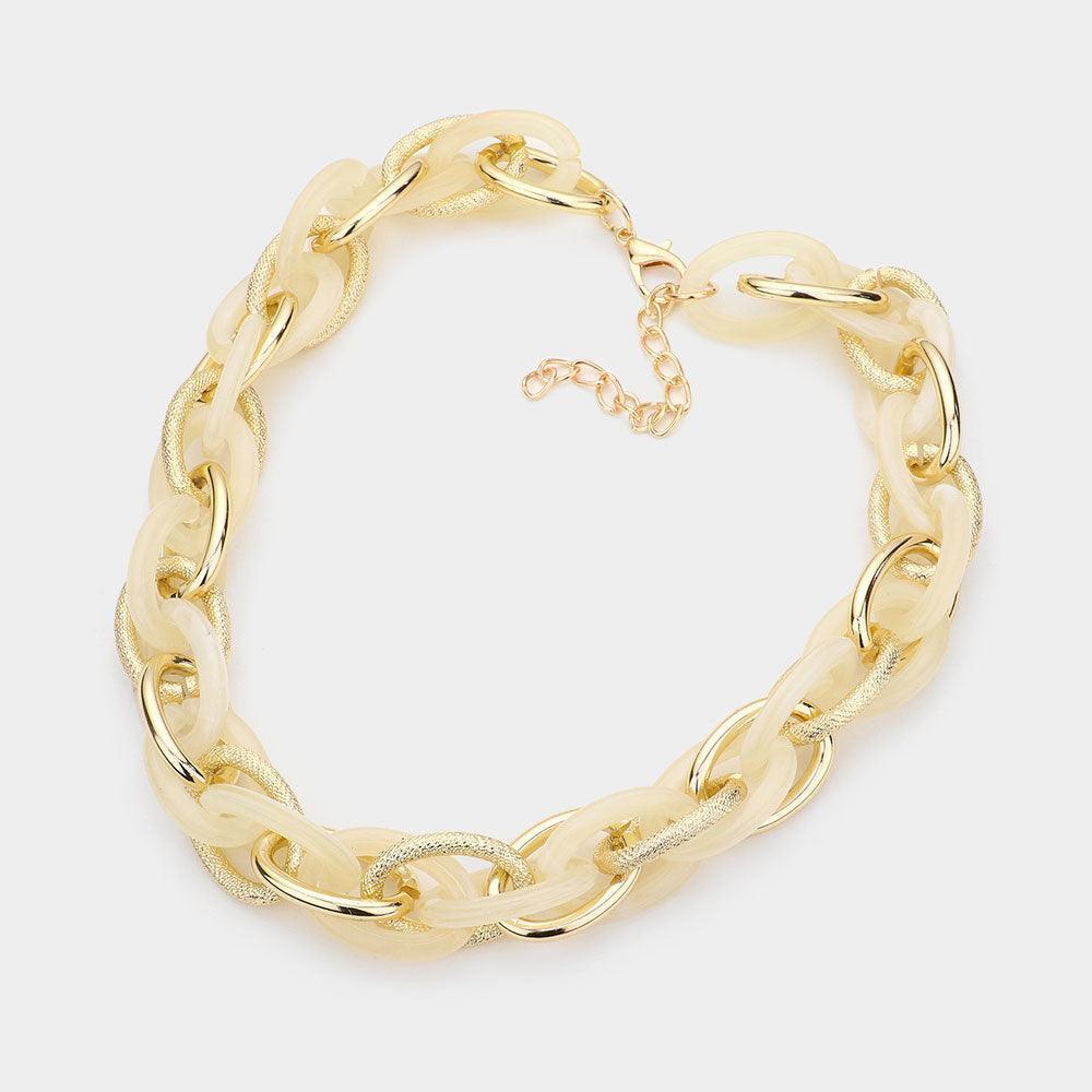 Gold Resin Metal Open Oval Link Necklace - Jewelry Store by Erik Rayo