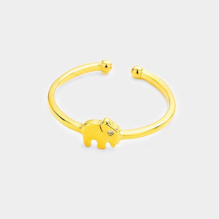 14K Gold Dipped CZ Elephant Ring - Jewelry Store by Erik Rayo