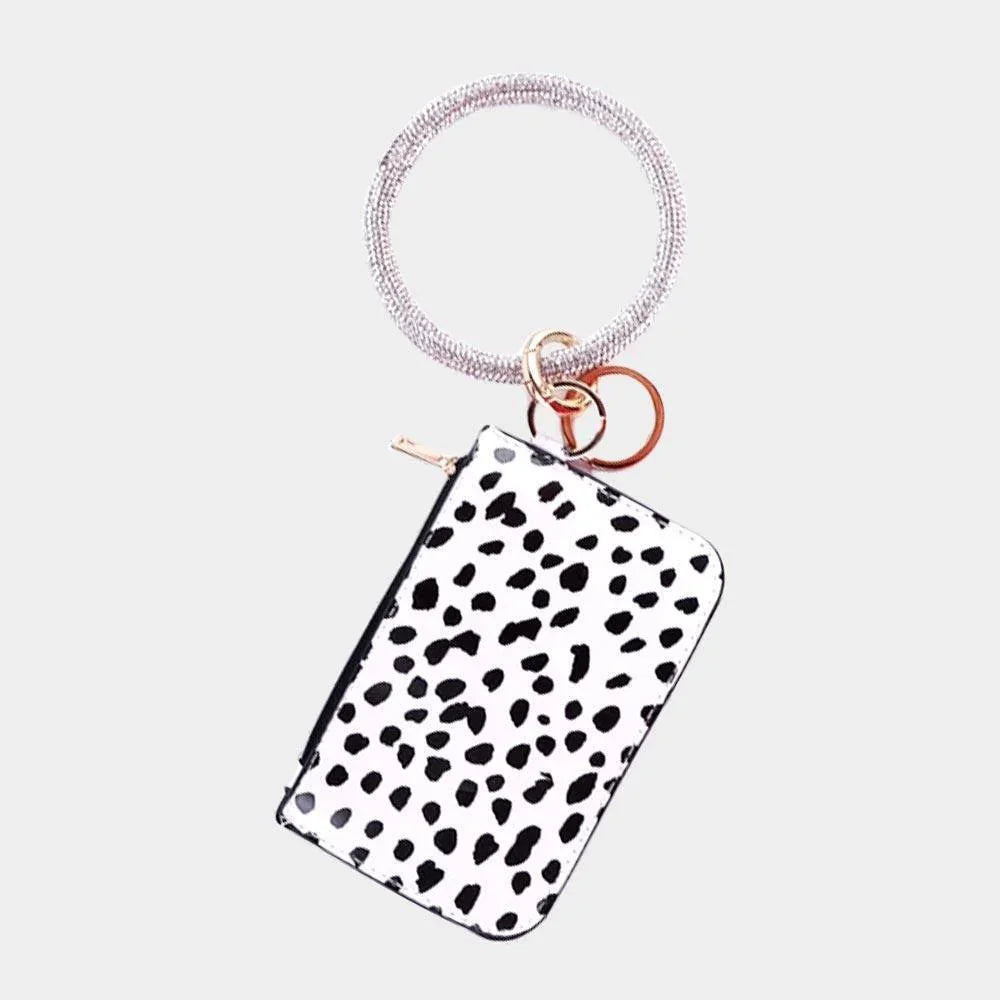 White Cow Patterned Faux Leather Mini Pouch Bag / Keychain / Bracelet - Jewelry Store by Erik Rayo
