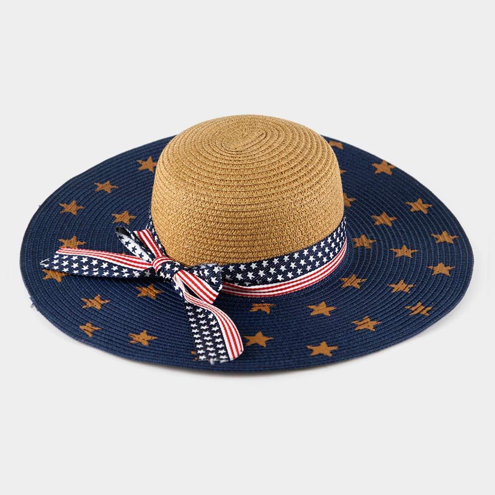 American Flag Floppy Summer Sun Hat - Jewelry Store by Erik Rayo