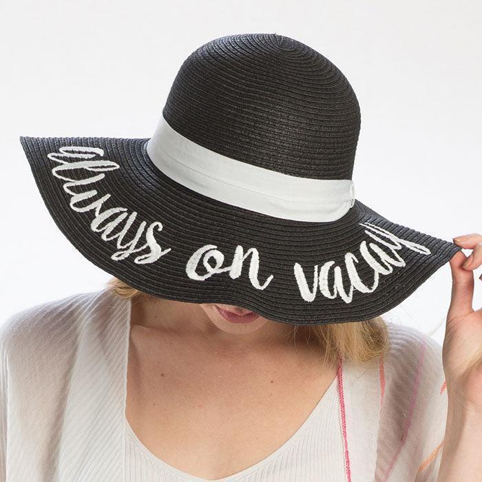Always on Vacay Embroidery Straw Floppy Sun Hat - Jewelry Store by Erik Rayo