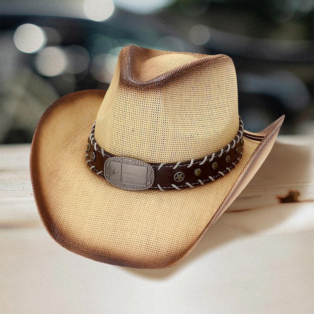 Flag of Texas Accented Straw Cowboy Hat - Jewelry Store by Erik Rayo