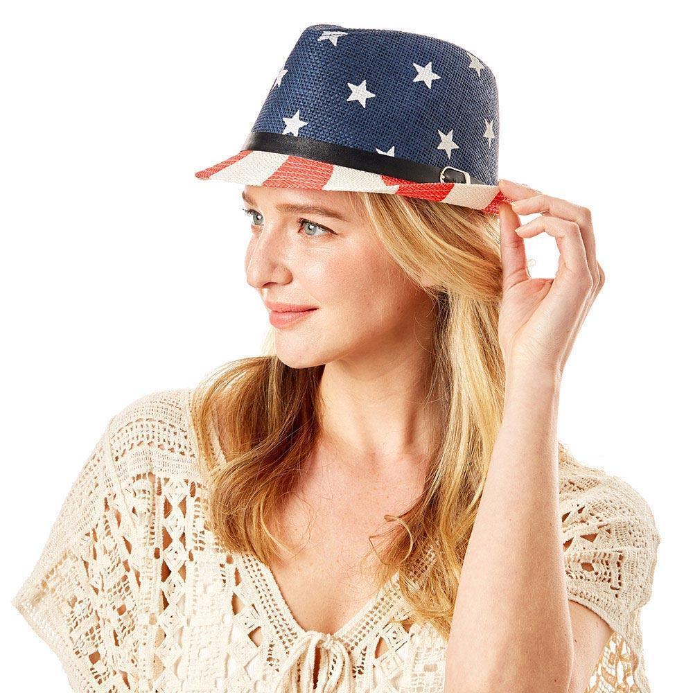 American Flag Faux Leather Belt Fedora Hat - Jewelry Store by Erik Rayo