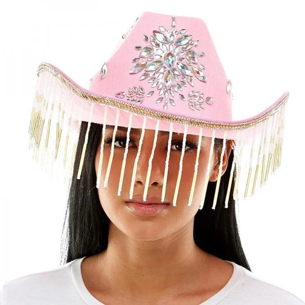 Bead Fringed Stone Embellished Hat - Jewelry Store by Erik Rayo