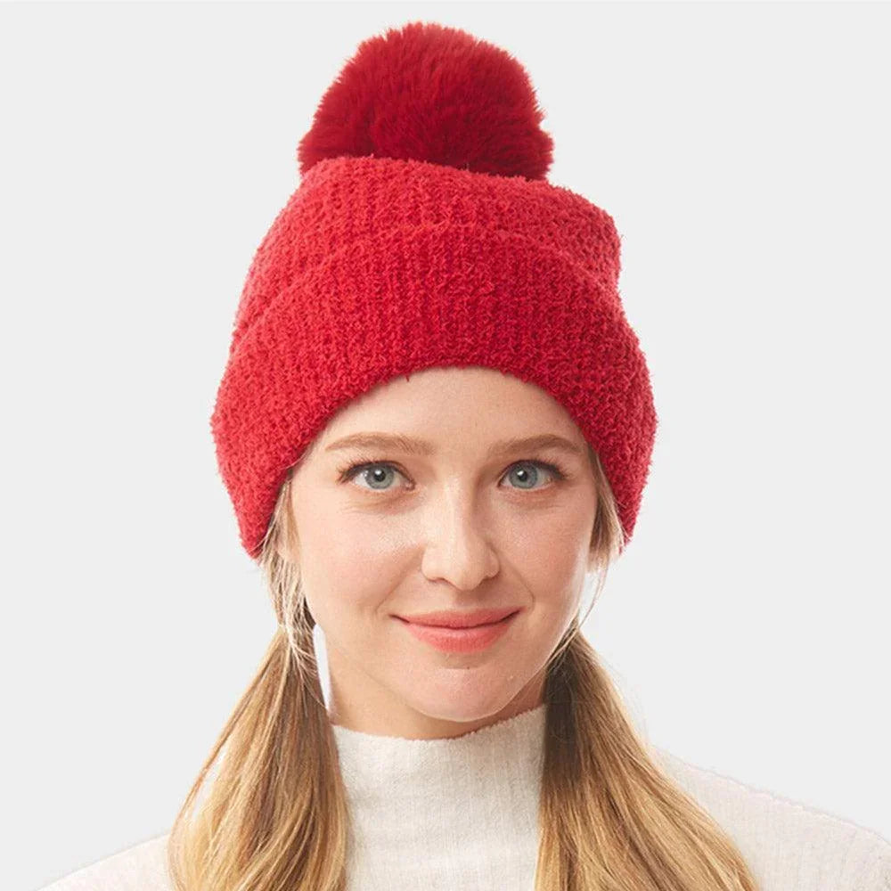 Solid Pom Pom Soft Fluffy Beanie Hat - Jewelry Store by Erik Rayo