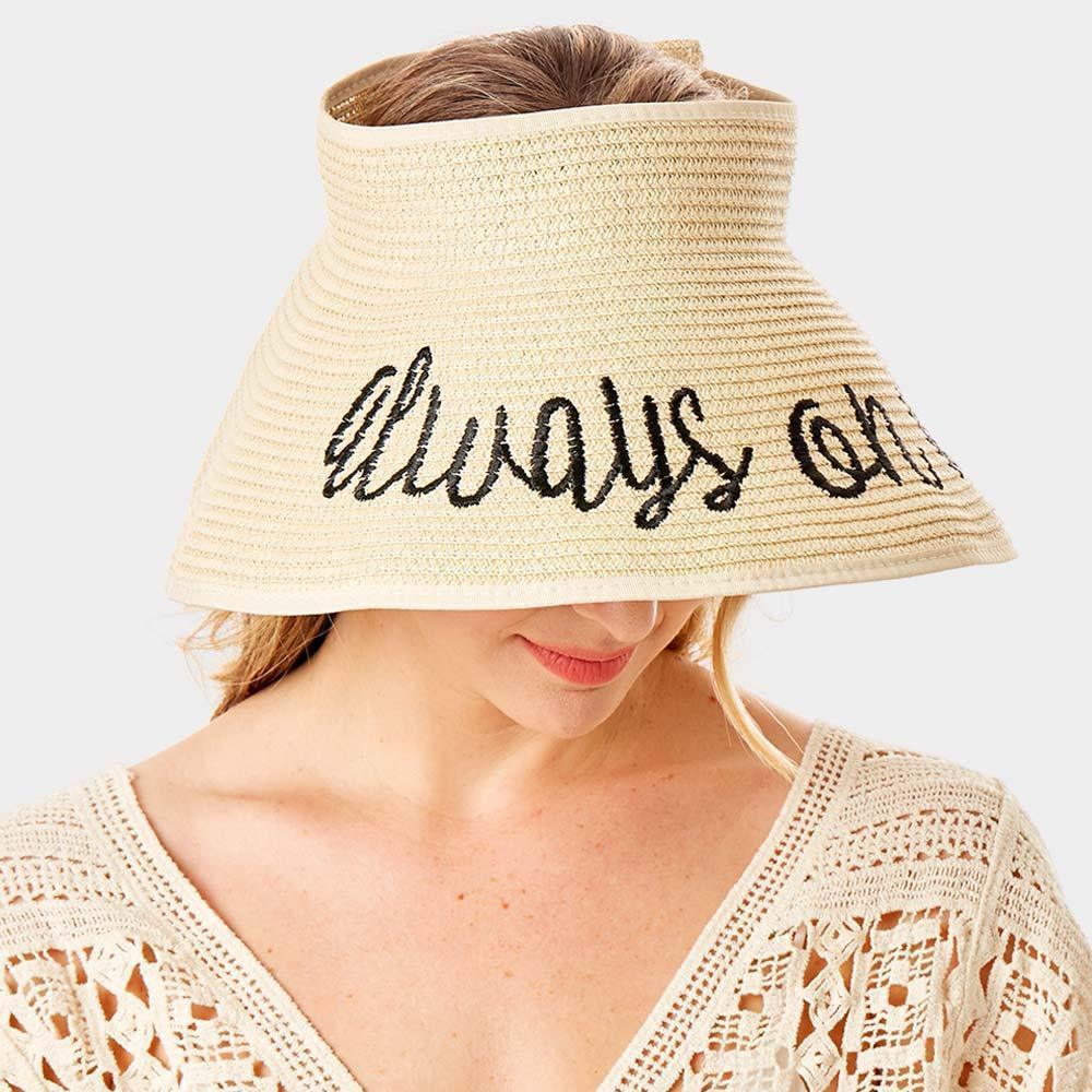 Always on vacay Message Roll Up Foldable Visor Sun Hat - Jewelry Store by Erik Rayo