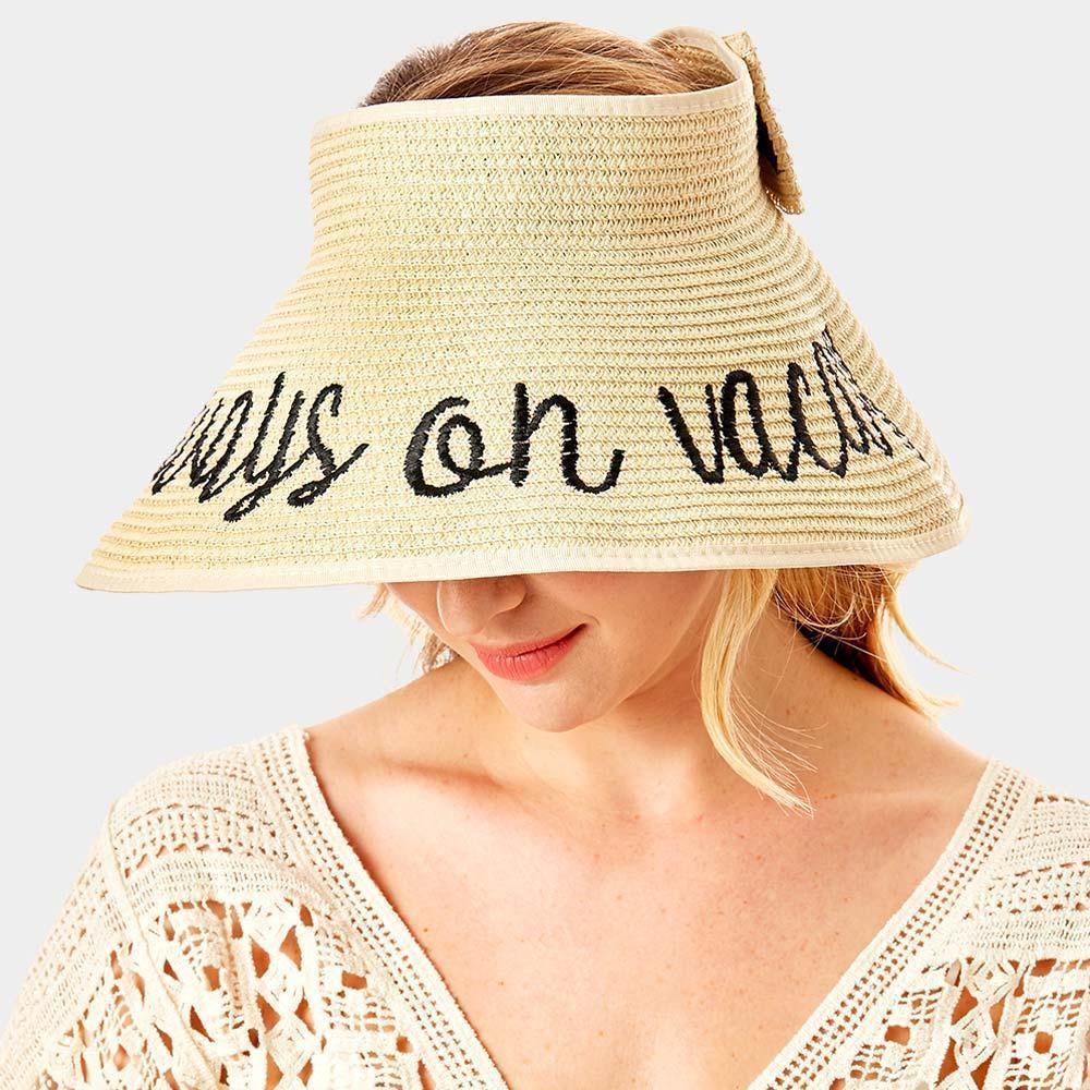 Always on vacay Message Roll Up Foldable Visor Sun Hat - Jewelry Store by Erik Rayo
