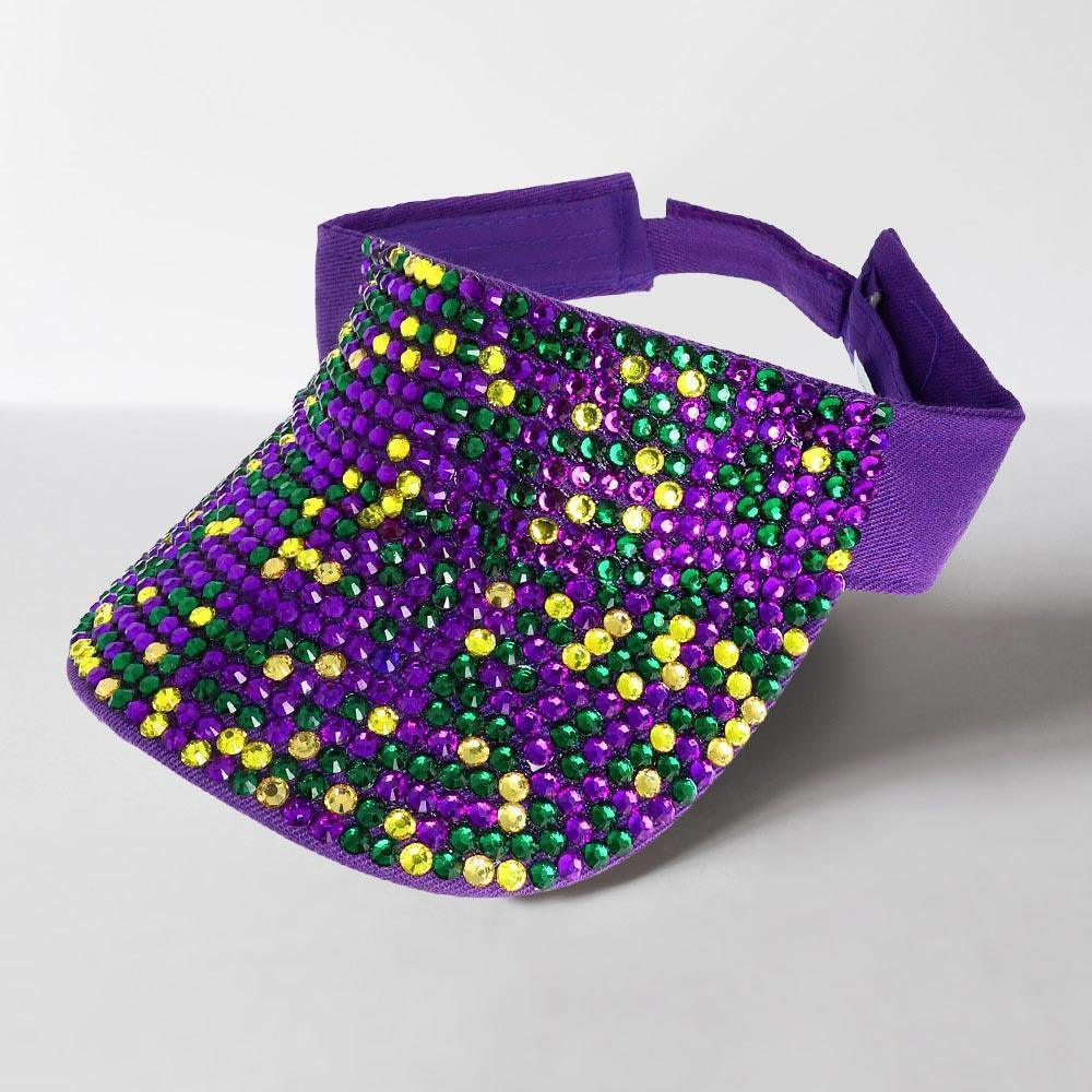 Bling Studded Mardi Gras Visor Hat - Jewelry Store by Erik Rayo