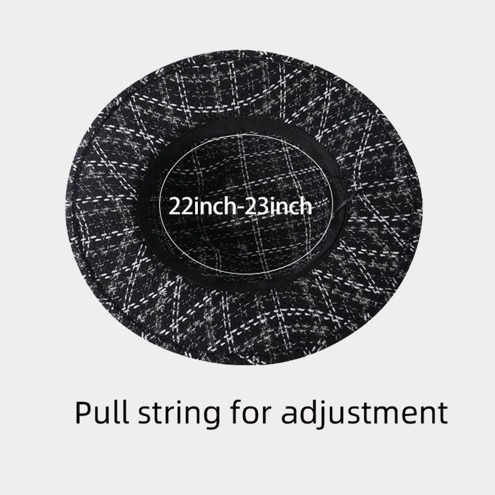 Belt Band Accented Check Patterned Fedora Hat - Jewelry Store by Erik Rayo