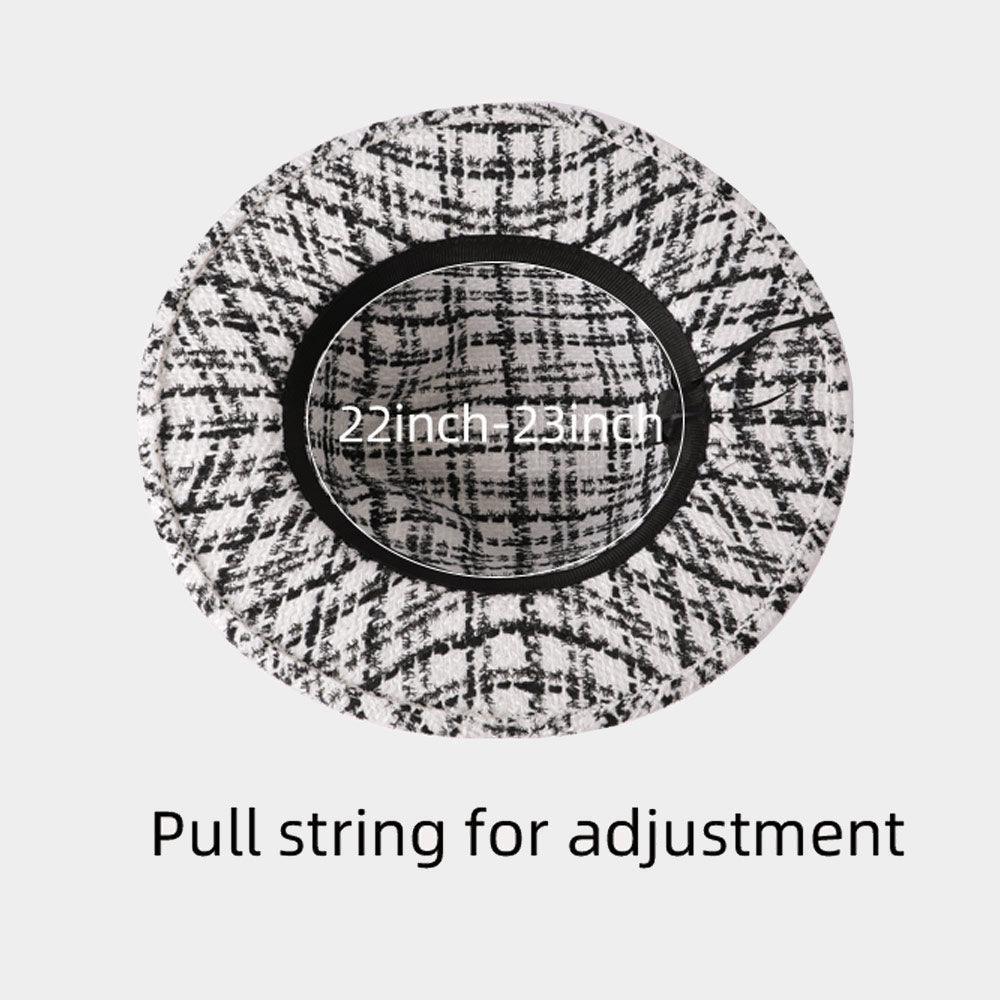 Belt Band Accented Check Patterned Fedora Hat - Jewelry Store by Erik Rayo