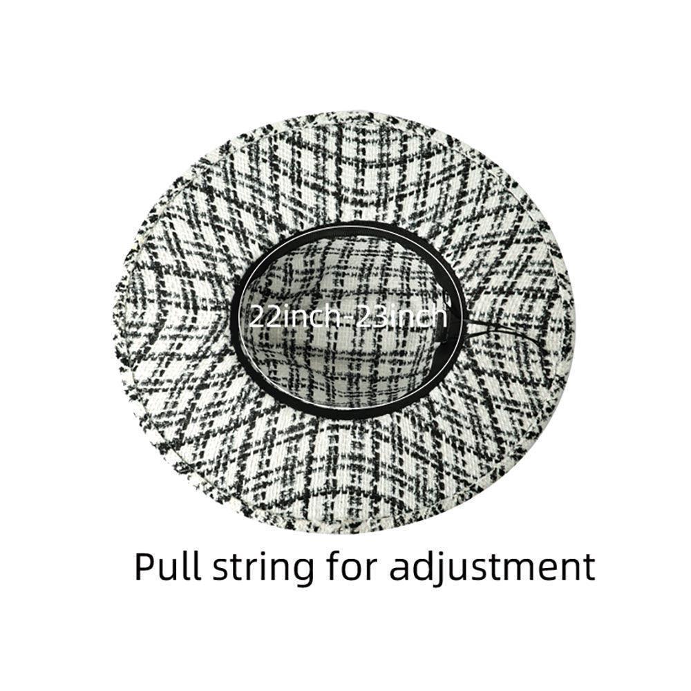 Belt Band Accented Check Patterned Panama Hat - Jewelry Store by Erik Rayo