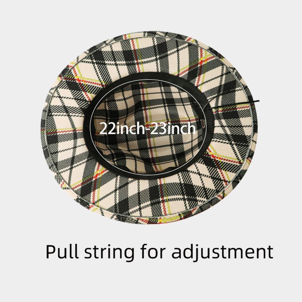 Belt Band Accented Plaid Check Patterned Fedora Hat - Jewelry Store by Erik Rayo