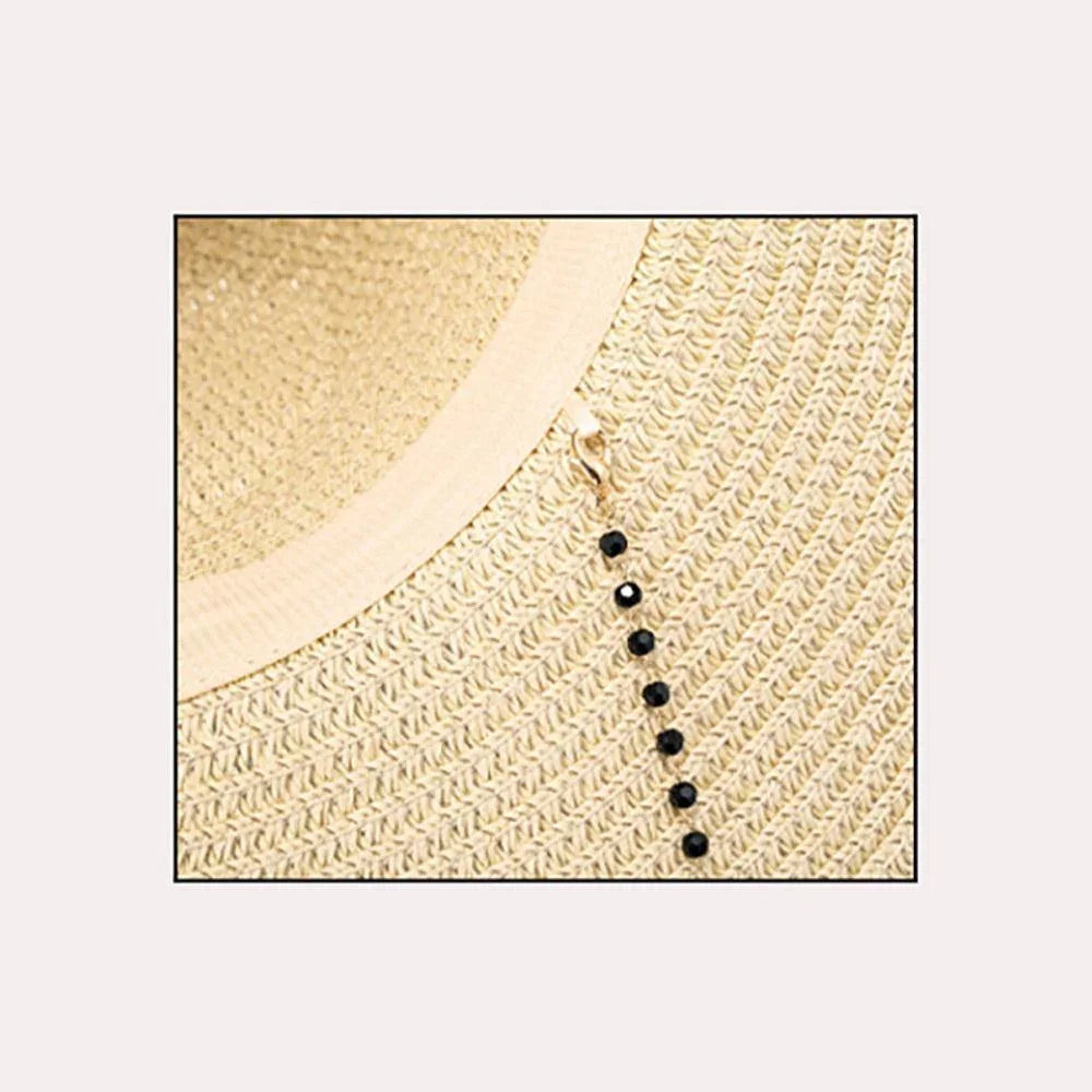 Beaded Chin Tie Straw Sun Hat - Jewelry Store by Erik Rayo
