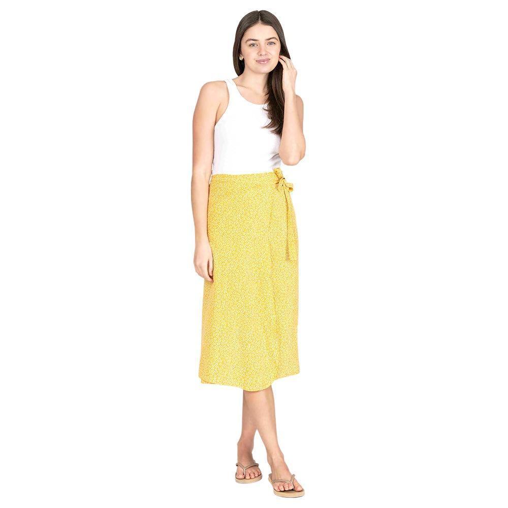 Yellow Patterned Beach Cover Up Midi Wrap Skirt - Jewelry Store by Erik Rayo