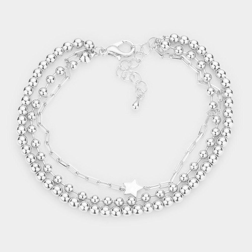 Metal Star Charm Triple Layered Bracelet - Jewelry Store by Erik Rayo