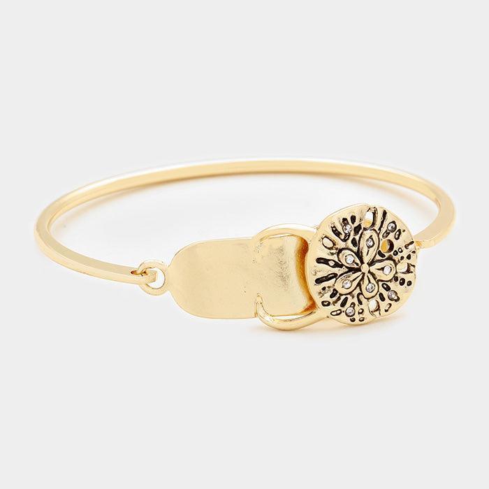 Gold Flip Flops Slippers Sand Dollar Hook Bracelet - Jewelry Store by Erik Rayo