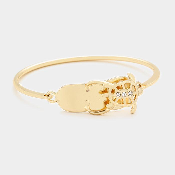 Gold Flip Flops Slippers Turtle Hook Bracelet - Jewelry Store by Erik Rayo