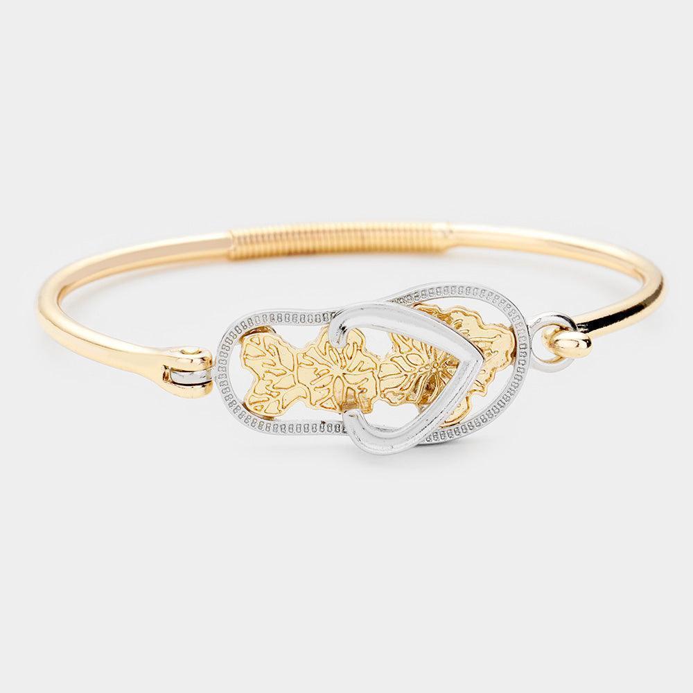 Gold Flip Flops Slippers Ocean Theme Hook Bracelet - Jewelry Store by Erik Rayo