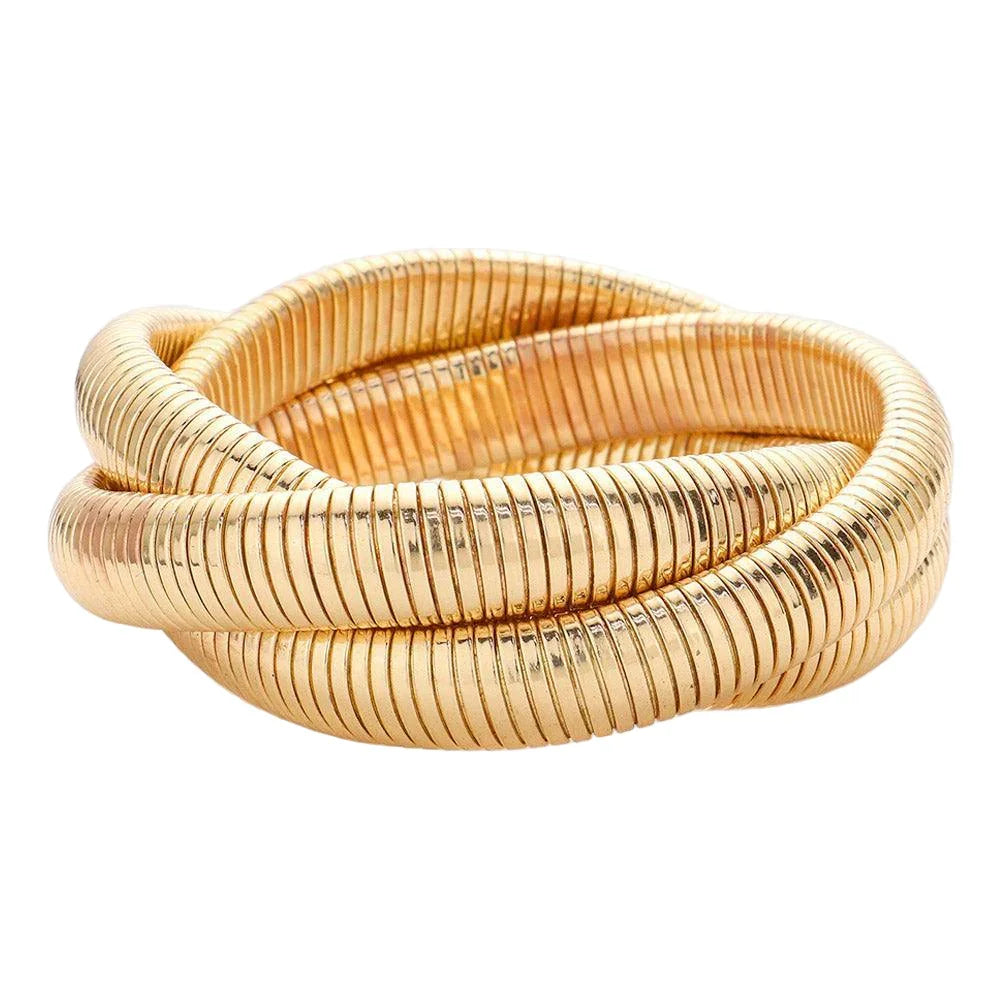Gold Triple Layered Metal Bangle Bracelet - Jewelry Store by Erik Rayo