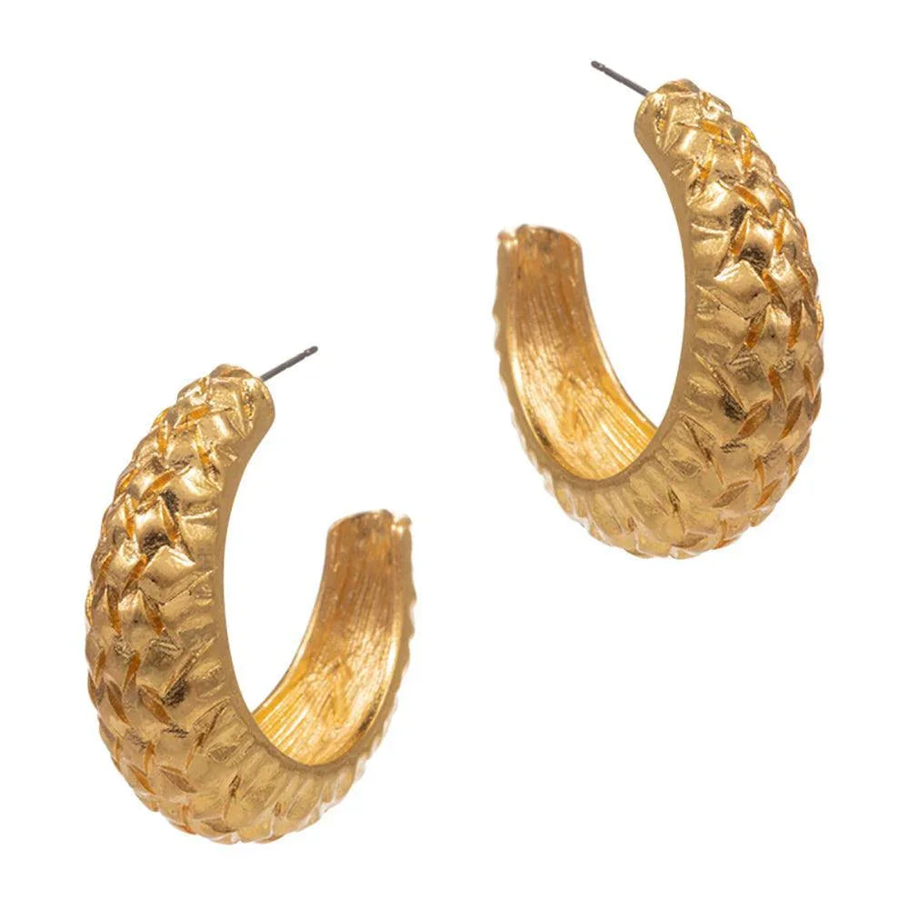 Gold Textured Metal Hoop Earrings - Jewelry Store by Erik Rayo