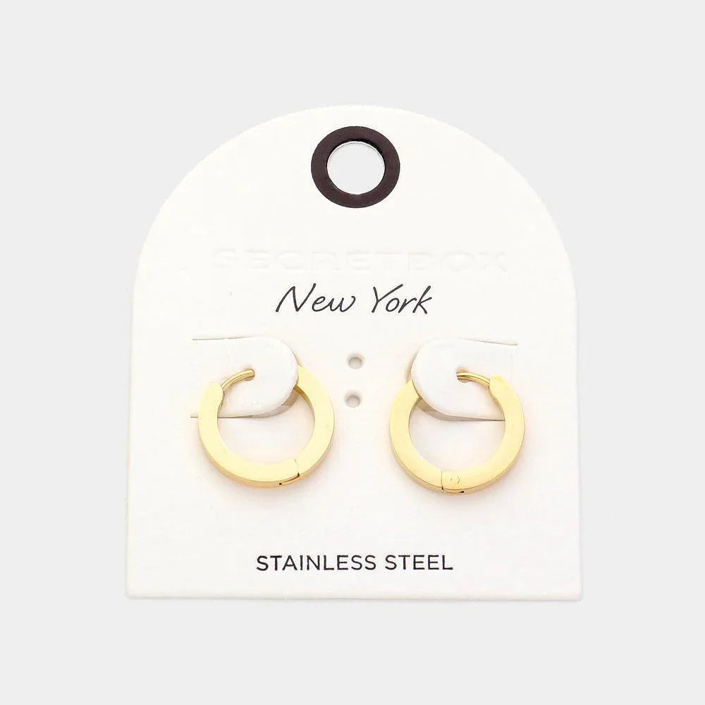Gold Stainless Steel Mini Hoop Earrings - Jewelry Store by Erik Rayo
