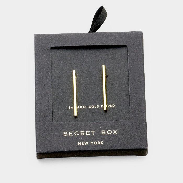 14K Gold Dipped Thin Metal Bar Earrings - Jewelry Store by Erik Rayo