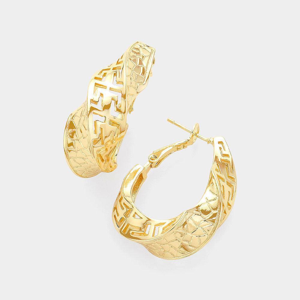Gold Textured Metal Hoop Earrings - Jewelry Store by Erik Rayo
