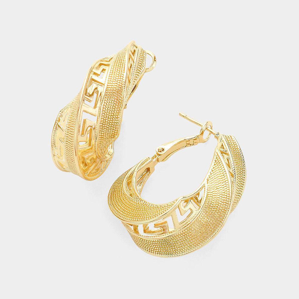Gold Textured Metal Hoop Earrings - Jewelry Store by Erik Rayo