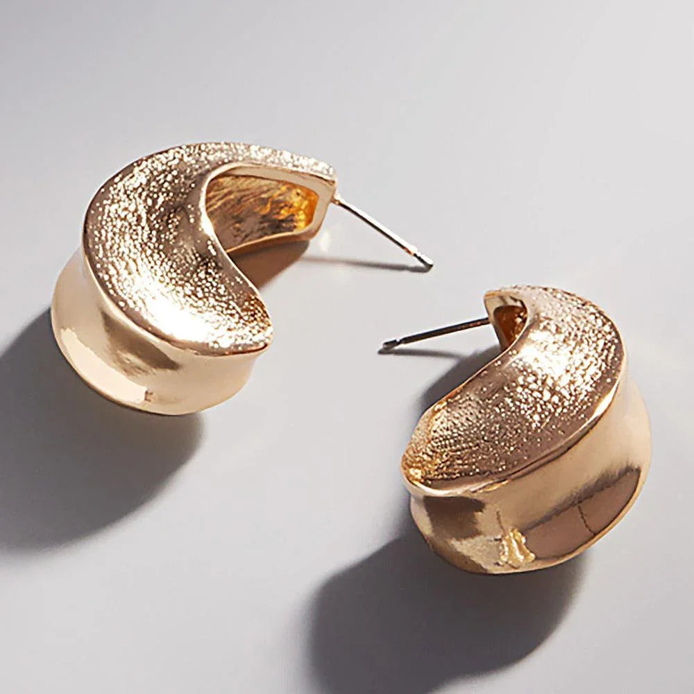 Gold Textured Metal Teardrop Hoop Earrings - Jewelry Store by Erik Rayo