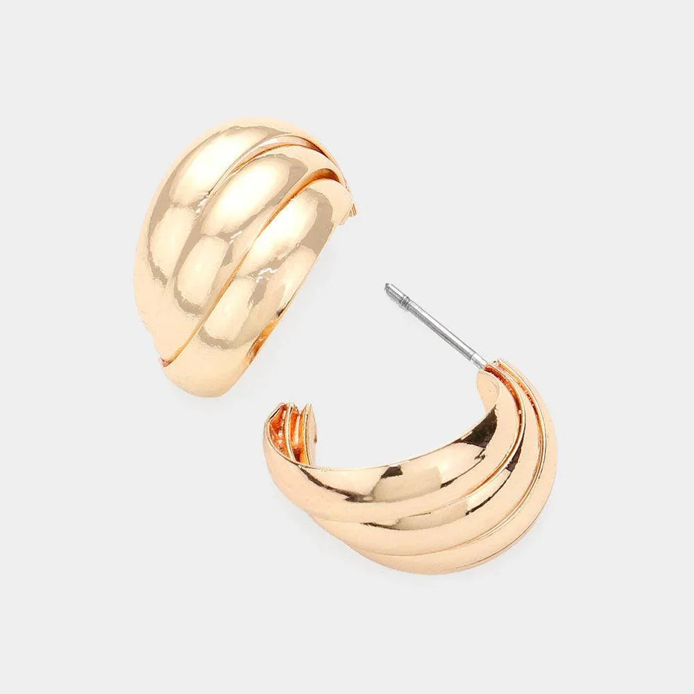 Gold Textured Metal Hoop Earrings - Jewelry Store by Erik Rayo