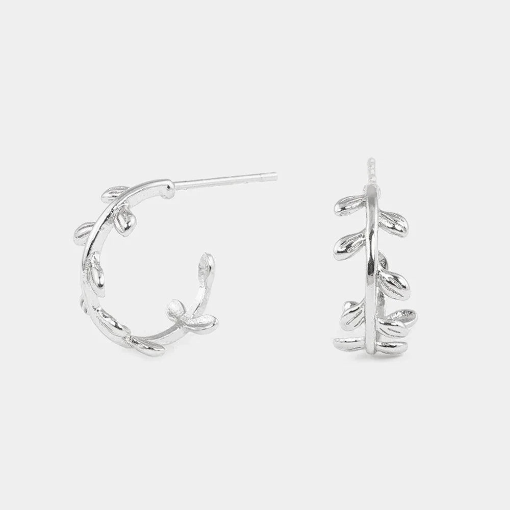 Gold White Gold Dipped Metal Sprout Hoop Earrings - Jewelry Store by Erik Rayo