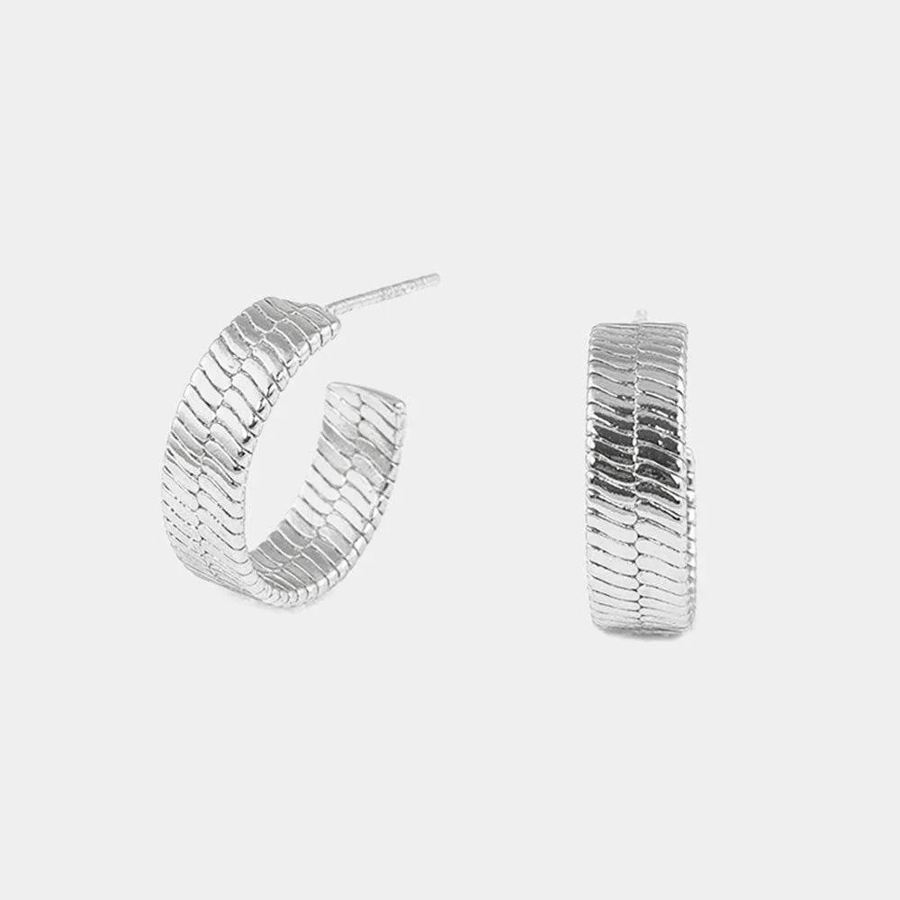 Gold White Gold Dipped Textured Metal Hoop Earrings - Jewelry Store by Erik Rayo