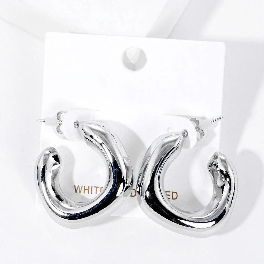 Gold White Gold Dipped Metal Square Hoop Earrings - Jewelry Store by Erik Rayo